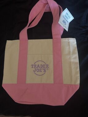 Pink & Cream Canvas Tote Bag